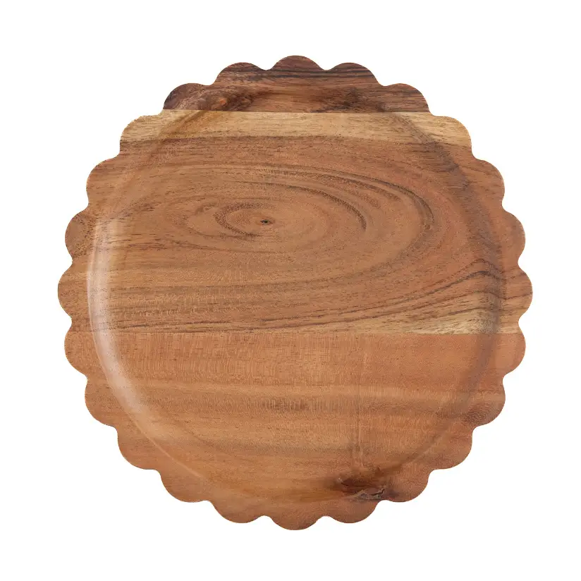 Scalloped Small Wood Tray