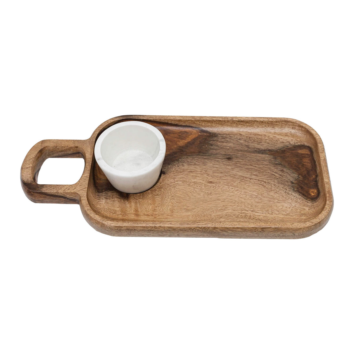 Wood Serving Tray w/ Marble Bowl