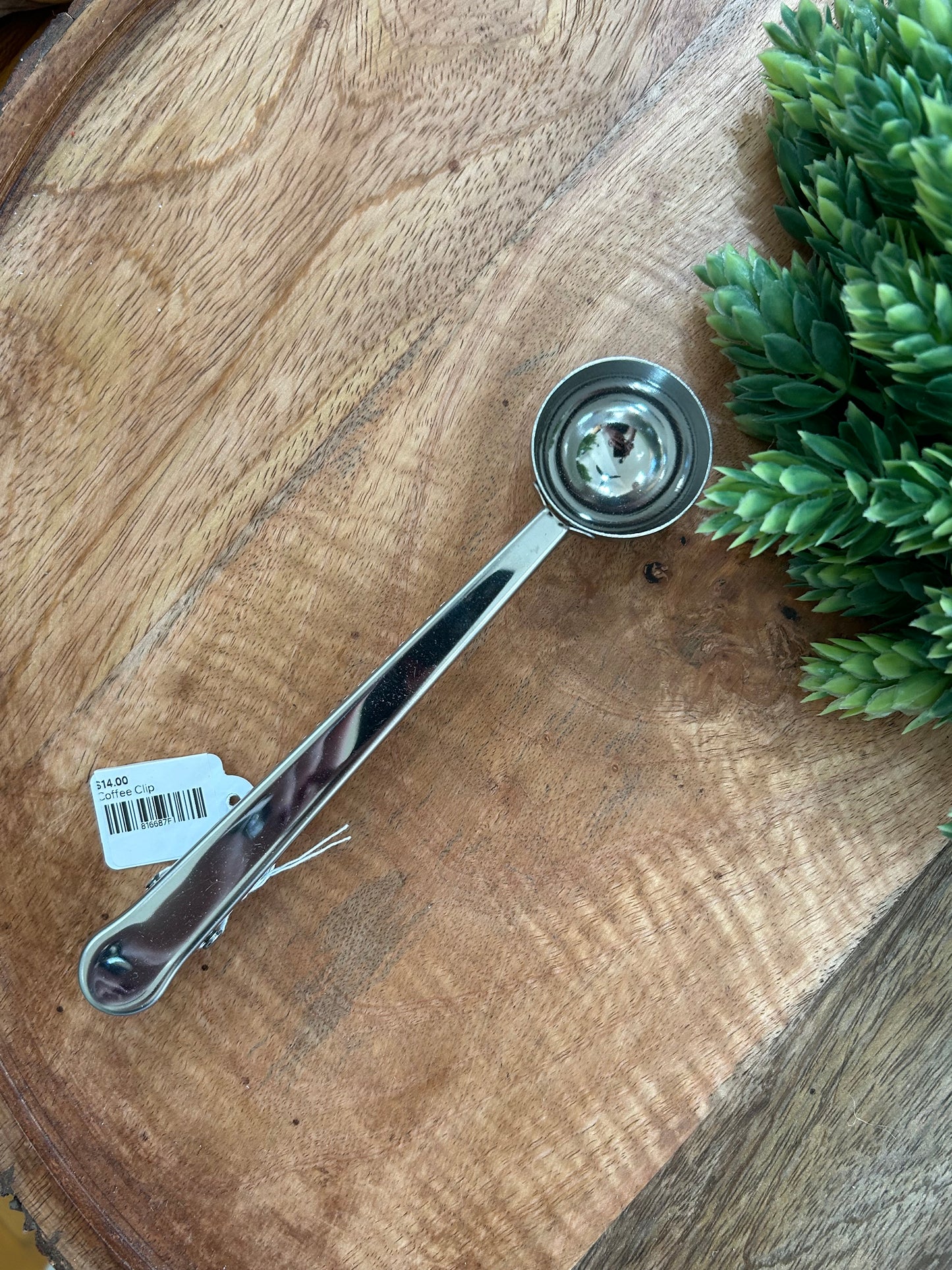 Stainless Steel Coffee Spoon with Bag Clip: Silver