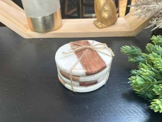 Marble/Wood Middle Coaster
