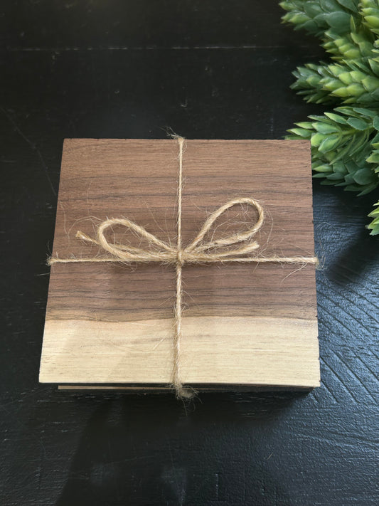 Walnut Square Coasters 4 pk