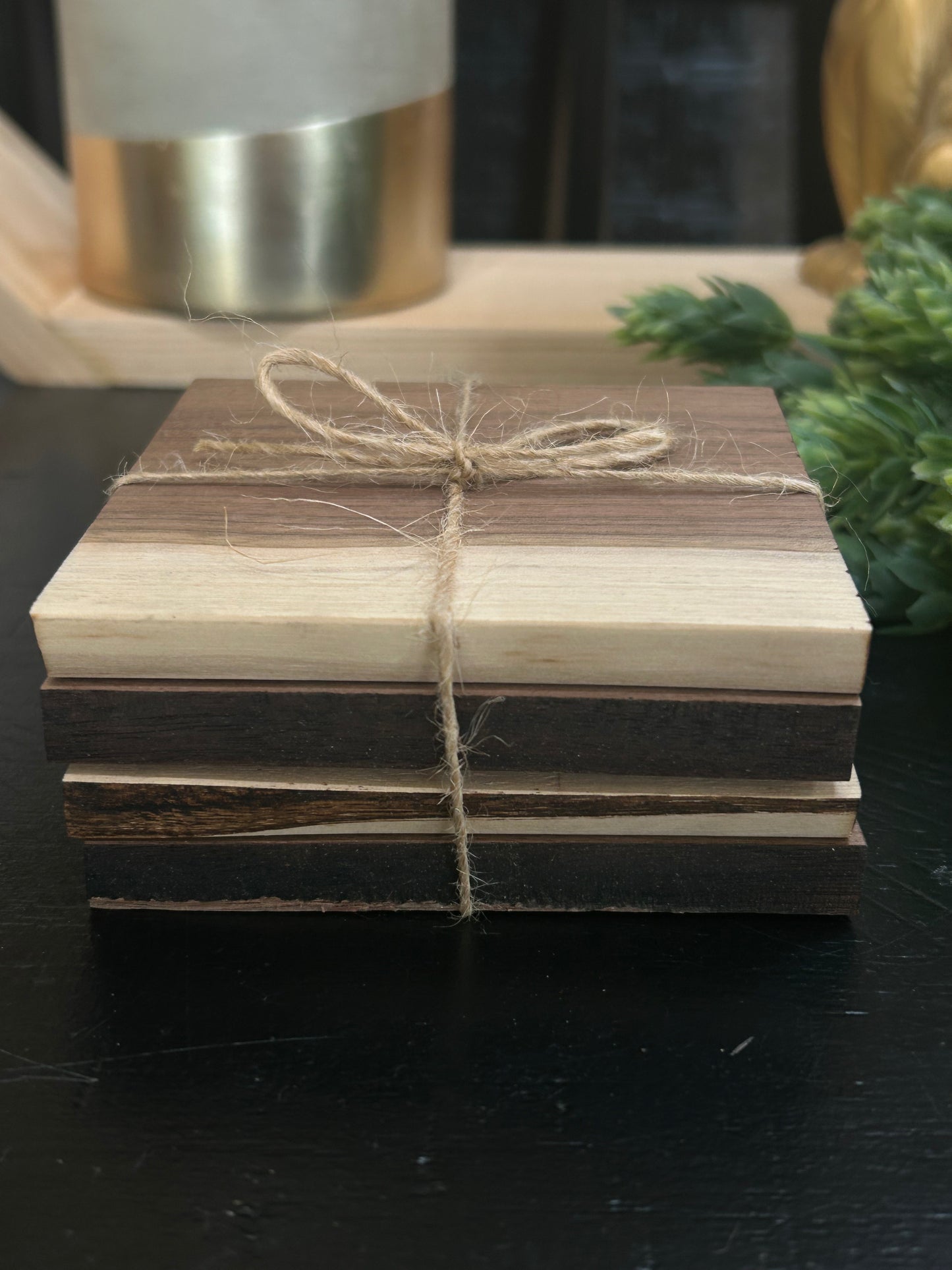 Walnut Square Coasters 4 pk