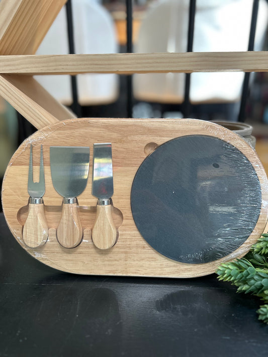 Oval Slate & Wood server