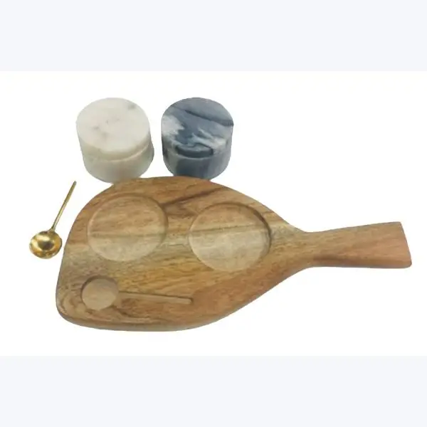 Wood Board w/ Salt & Pepper